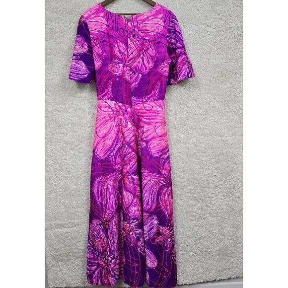 Vintage Liberty House Maxi Dress Womens 14 Purple Kiyomi Tropical Resort 60s 70s - Picture 9 of 15